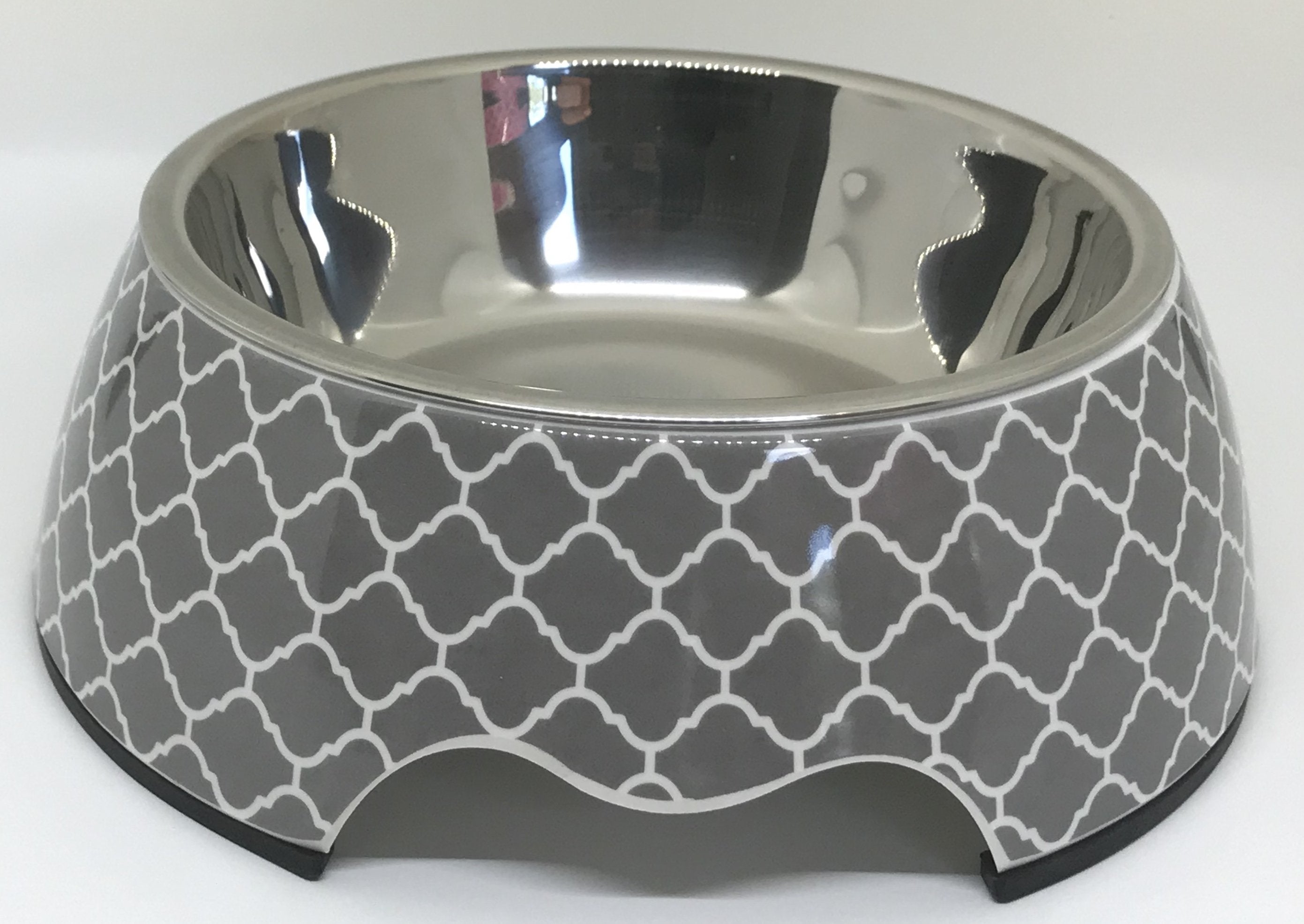 Modern Gray Dog Bowl — Minimalist Ceramic, Medium
